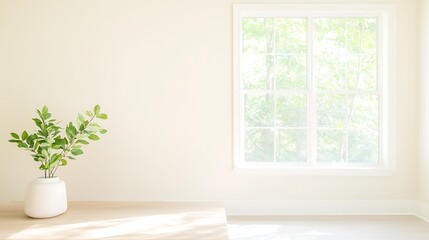 Minimalist Interior with Greenery and Window Light