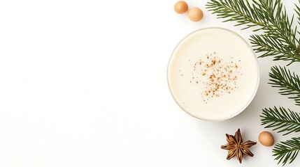 Festive Eggnog with Christmas Decorations