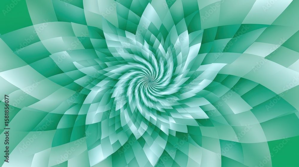 Poster dynamic swirling spiral, green and white abstract background design for modern visual projects