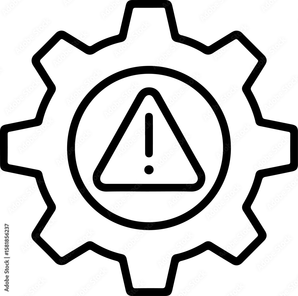 Poster gear with warning symbol inside indicating danger or error in system settings