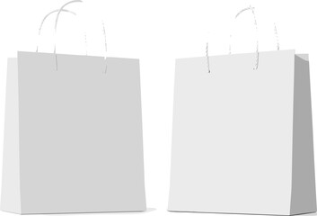 Blank White Paper Shopping Bags with Handles for Custom Design, Branding, or Packaging Solutions
