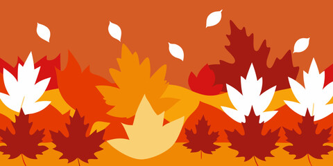 Abstract Autumn Leaves Illustration with Warm Tones and Falling Leaves Perfect for Seasonal Designs and Backgrounds Featuring Maple Leaves and a Gradient Orange Backdrop