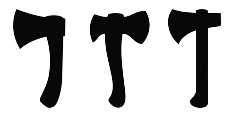 Wood axe silhouette vector, old axe vector icon set