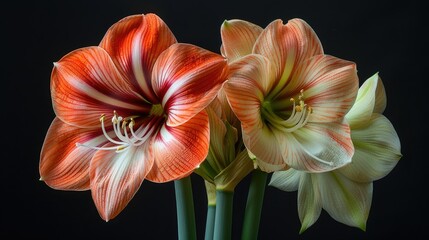 Obraz premium Amaryllis variety Wild Amazone and Red Amazon.