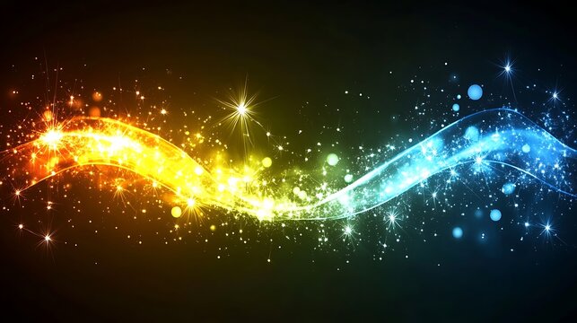 Abstract swirling lightscape of contrasting warm and cool colors