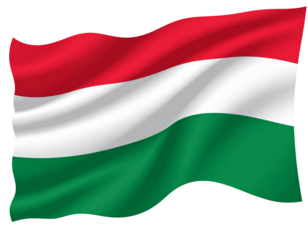  Curved Hungarian Flag Floating Mid-Air with Dynamic Ripples, isolated on transparent background PNG