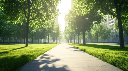 Obraz premium Urban parkway at dawn