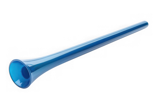 Blue vuvuzela horn png image, stadium noise maker, sports fan accessory, party celebration, musical instrument, transparent background, isolated on transparent background