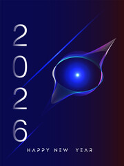new year celebration of 2026 with neon concept design , isolated in dark color mode, template design for cover, calendar, celebration card, poster, banner , etc 