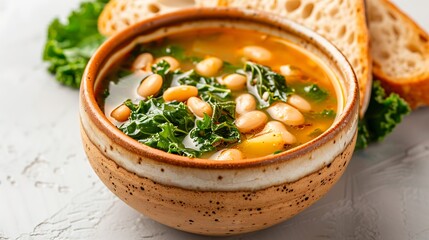 Hearty White Bean and Kale Soup with Crusty Bread