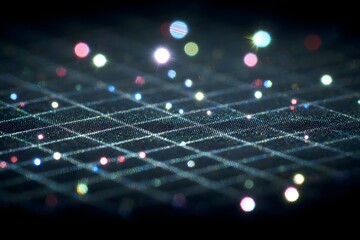 A stunning digital display of glowing orbs in a grid-like pattern, reminiscent of a futuristic data network