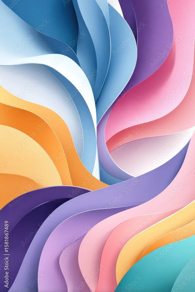 Aufkleber abstract pastel gradient background with colorful flowing curved shapes and textures