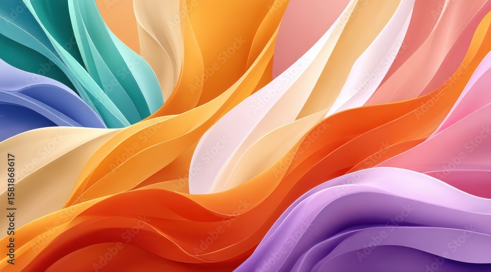 Poster abstract colorful flowing layers creating a soft and vibrant background