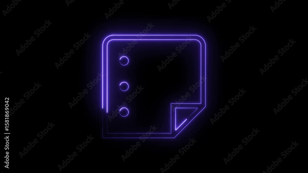 Aufkleber glowing neon list icon animation on black background for task management projects
