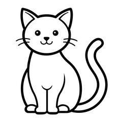 Cute Cat Outline Vector On White Background