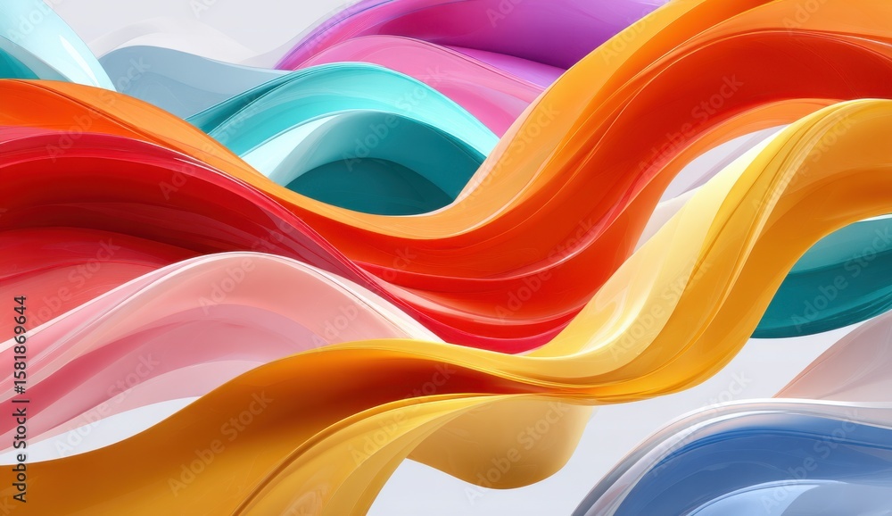 Poster dynamic colorful abstract waves in modern artistic composition