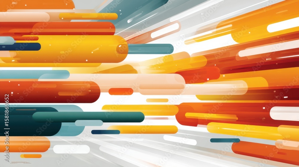 Poster Dynamic abstract design with colorful shapes and fast-moving lines