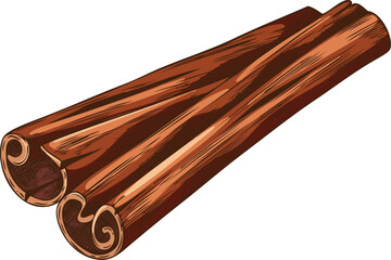 Rolled sticks of cinnamon sketch vector icon, hand drawn aromatic spice, dry flavor condiment, mulled wine ingredient