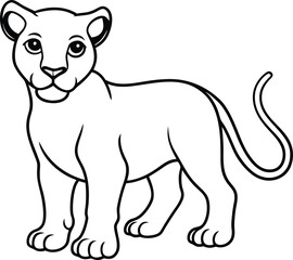 Cute Lion Cub Line Art – Baby Wild Animal Outline Clipart for Kids and Coloring Pages