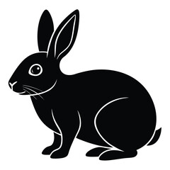 Obraz premium Sitting Rabbit Silhouette Vector Illustration – Cute Bunny Design, Isolated on White Background
