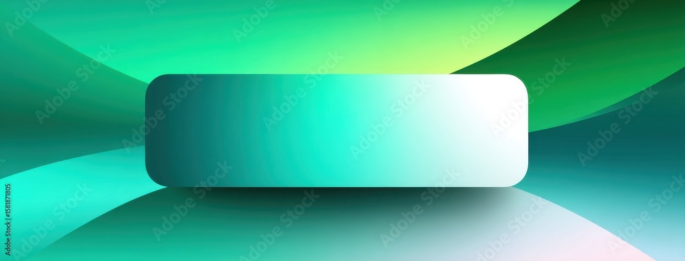 Poster abstract rounded rectangle shape on green gradient background with smooth aesthetics