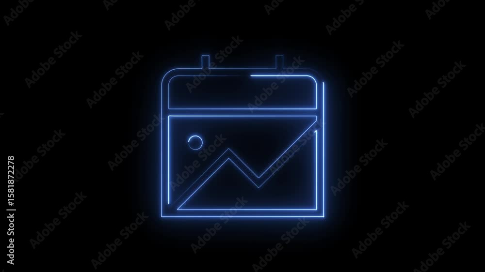 Poster neon calendar icon animation symbolizing schedule appointment date and time management event plannin
