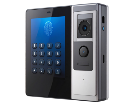 Firefly_Minimalist style smart lock with an integrated fingerprint sensor embedded within transparent background PNG
