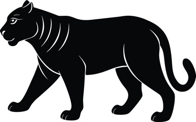 Obraz premium Tiger Silhouette Vector Illustration – Walking Big Cat Design, Isolated on White Background