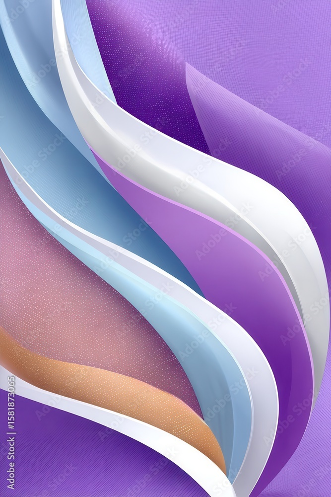 Poster dynamic abstract waves in purple and blue tones with smooth forms
