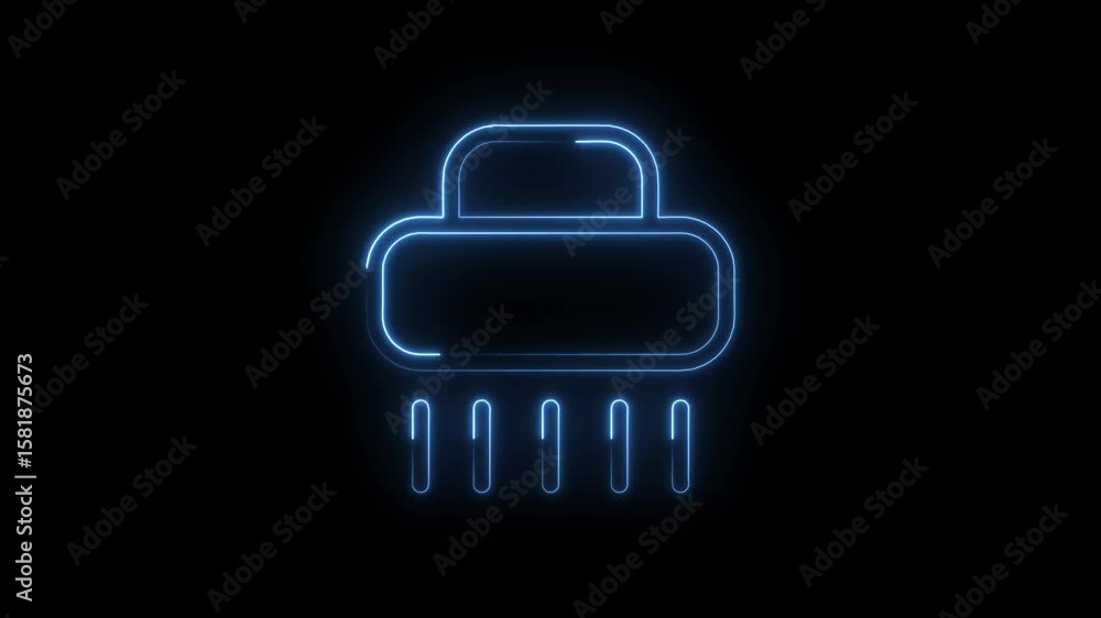 Aufkleber abstract cloud computing network icon with glowing blue neon lines on a dark background
