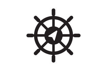 Obraz premium Navigation Wheel icon silhouette vector with white background