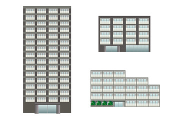 大規模マンション　セット　グラフィック素材 