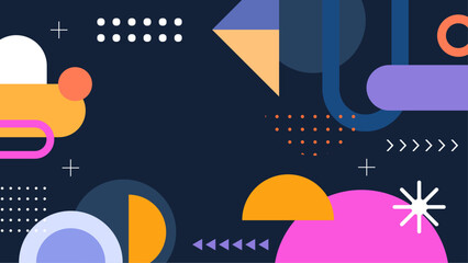 Abstract geometric shapes in vibrant colors, set against a dark backdrop. Great for design projects, backgrounds, flyers, and presentations.