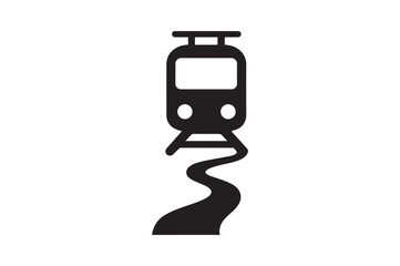 Fototapeta premium Train Route icon silhouette vector with white background