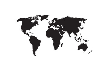 World Map icon silhouette vector with white background