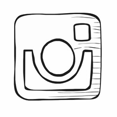 Hand drawn black and white instagram social media icon representing photography and sharing