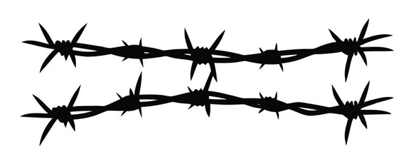 Barbed wire silhouette vector, Barb wire flat vector