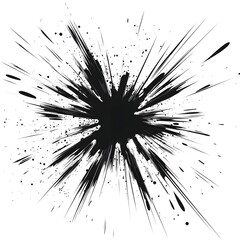 Obraz premium abstract explosion with ink-style black vector lines radiating outward, pure white background 