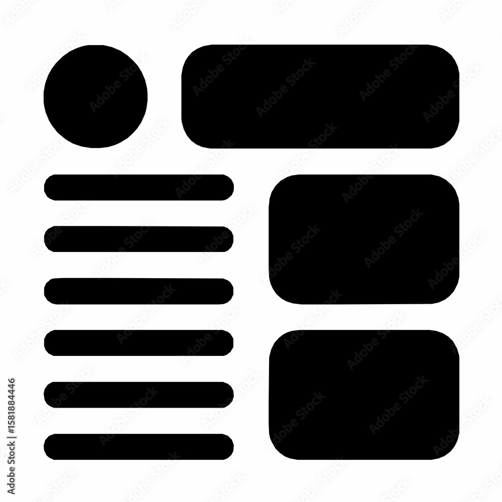 Poster simple black and white vector illustration of a user interface layout design concept