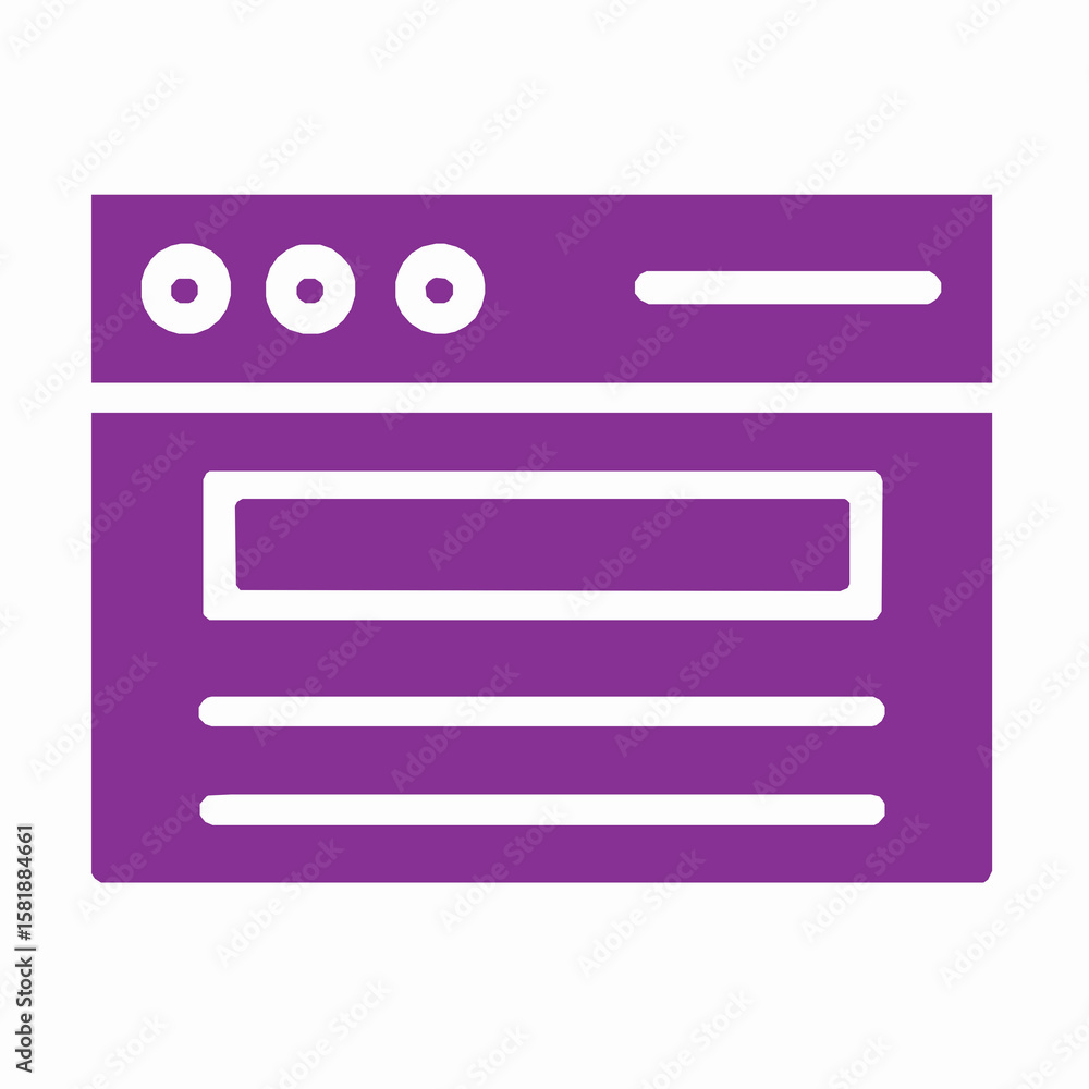 Poster simple purple browser window icon depicting web browsing and internet navigation