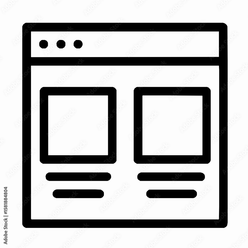 Poster clean and modern website layout icon depicting digital interface design and structure
