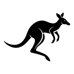 Dynamic silhouette of a jumping kangaroo in motion isolated on white background