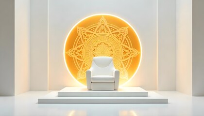 Elegant minimal white chair display setting high resolution image