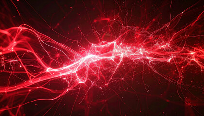 Obraz premium 赤いエネルギーの波動が交錯する抽象アート