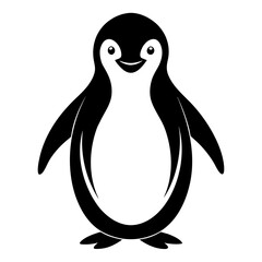 Fototapeta premium Silhouette of a penguin waddling from a front view isolated on white background