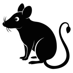 Simple silhouette of a mouse sniffing the air isolated on white background