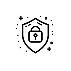 Security shield with lock icon isolated on transparent background