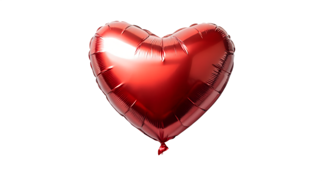 A shiny red heartshaped balloon isolated on a white background
