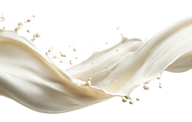 Splash of Vanilla Milk Pouring into Glass, Side Angle, Isolated on Transparent Background
