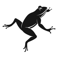 Fototapeta premium Silhouette of a frog leaping forward in mid air isolated on white background